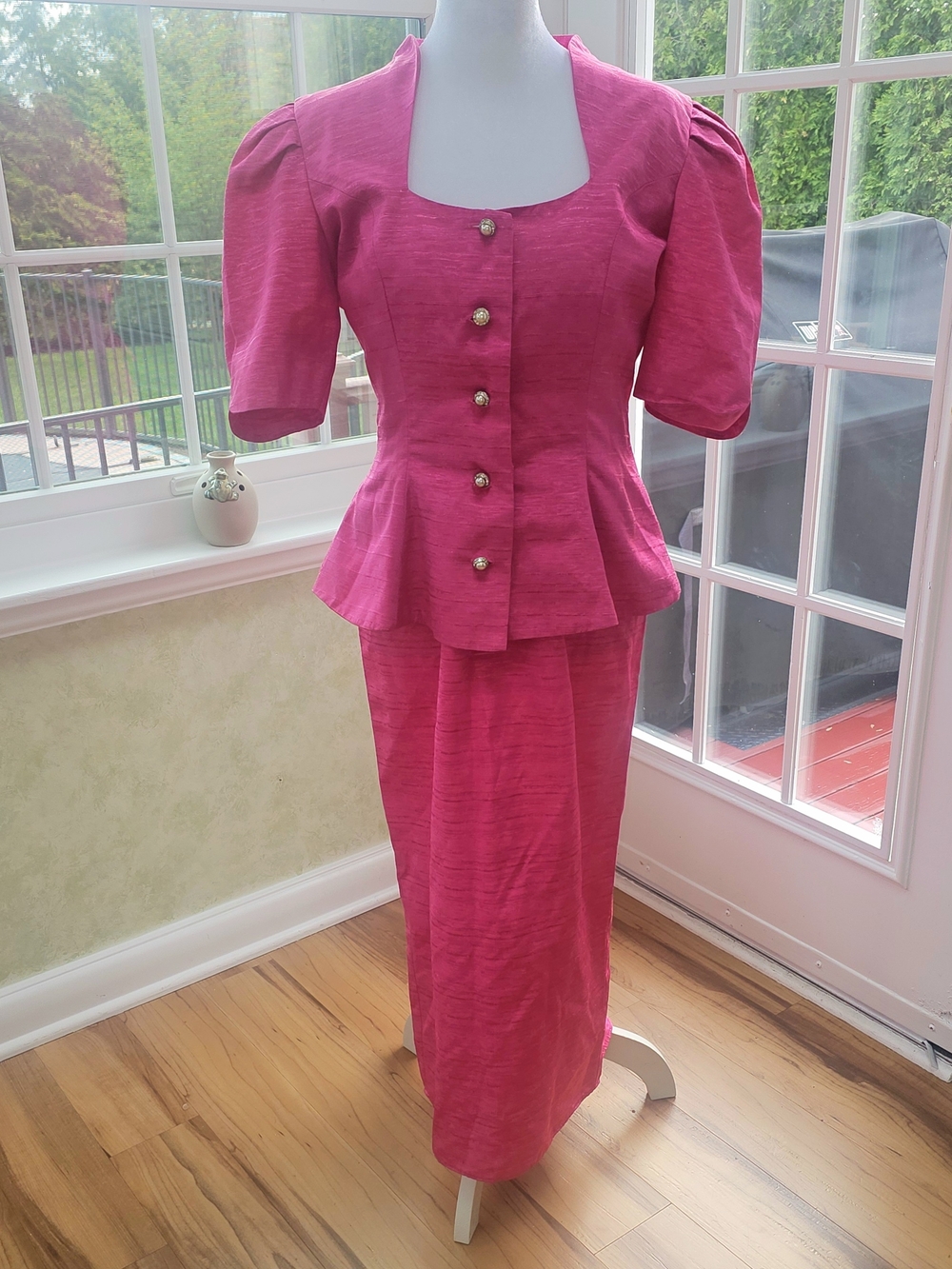 True Vintage Bridal Originals Fuchsia Peplum Dress Set - Women's Two-Piece